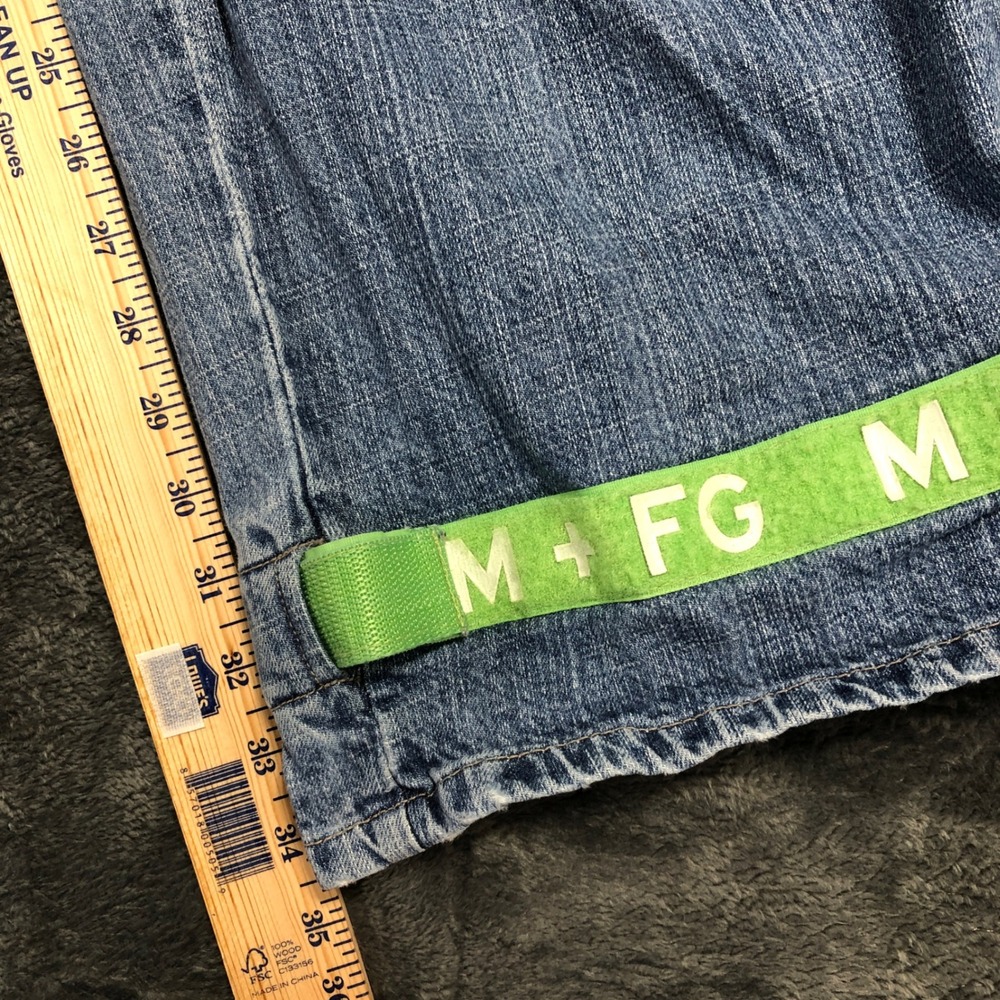 Marithe Francois Girbaud Mens Baggy Cargo Jeans Blue Denim 36 Logo Strap 90s Y2K - Picture 7 of 11